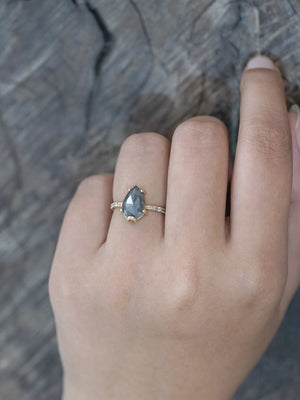Pear Salt and Pepper Diamond Ring - Gardens of the Sun | Ethical Jewelry