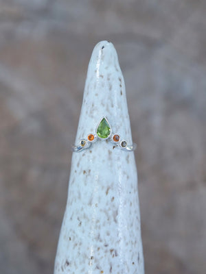 Peridot, Garnet and Citrine Crown Ring - Gardens of the Sun | Ethical Jewelry