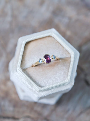 Pink and Blue Sapphire Ring in Ethical Gold - Gardens of the Sun | Ethical Jewelry