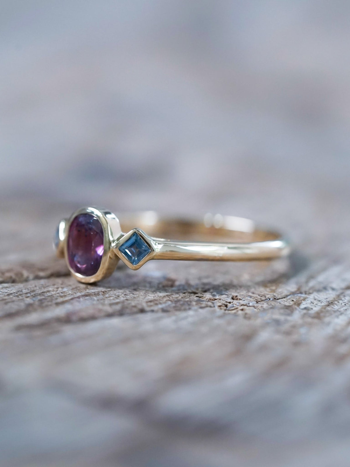 Pink and Blue Sapphire Ring in Ethical Gold - Gardens of the Sun | Ethical Jewelry