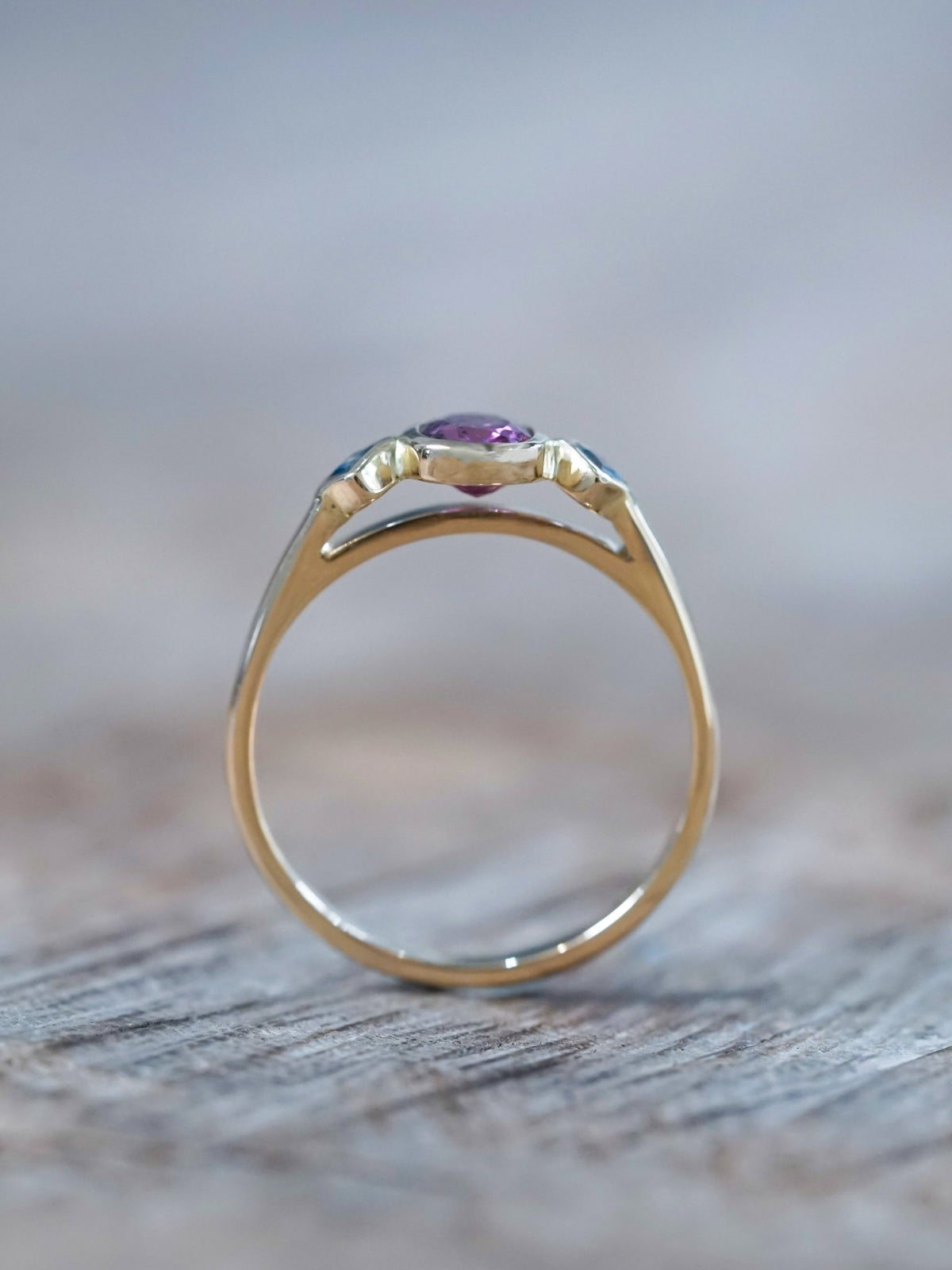 Pink and Blue Sapphire Ring in Ethical Gold - Gardens of the Sun | Ethical Jewelry