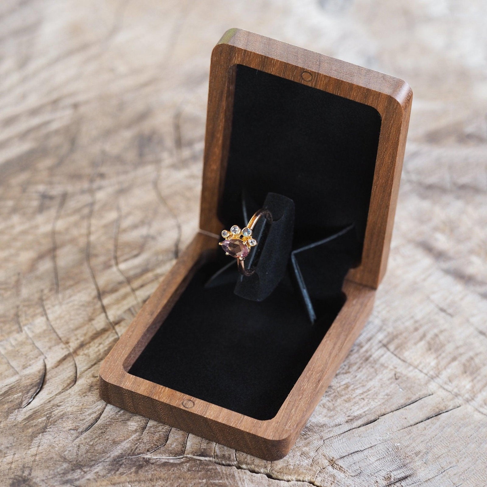 Pocket Ring Box in Walnut - Gardens of the Sun | Ethical Jewelry