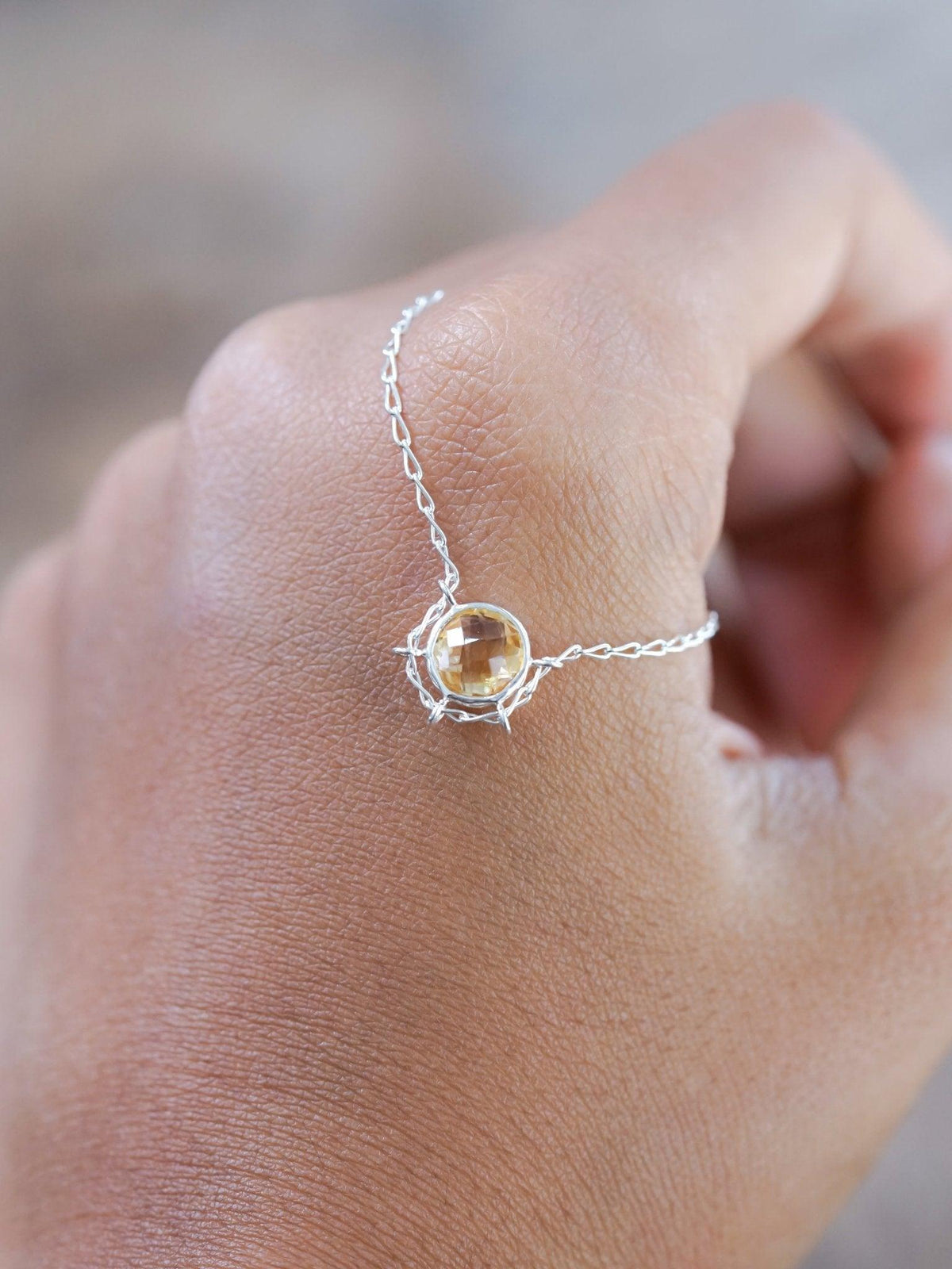 real checkerboard citrine necklace