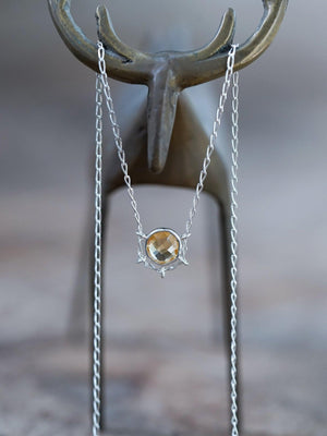 real checkerboard citrine necklace in silver