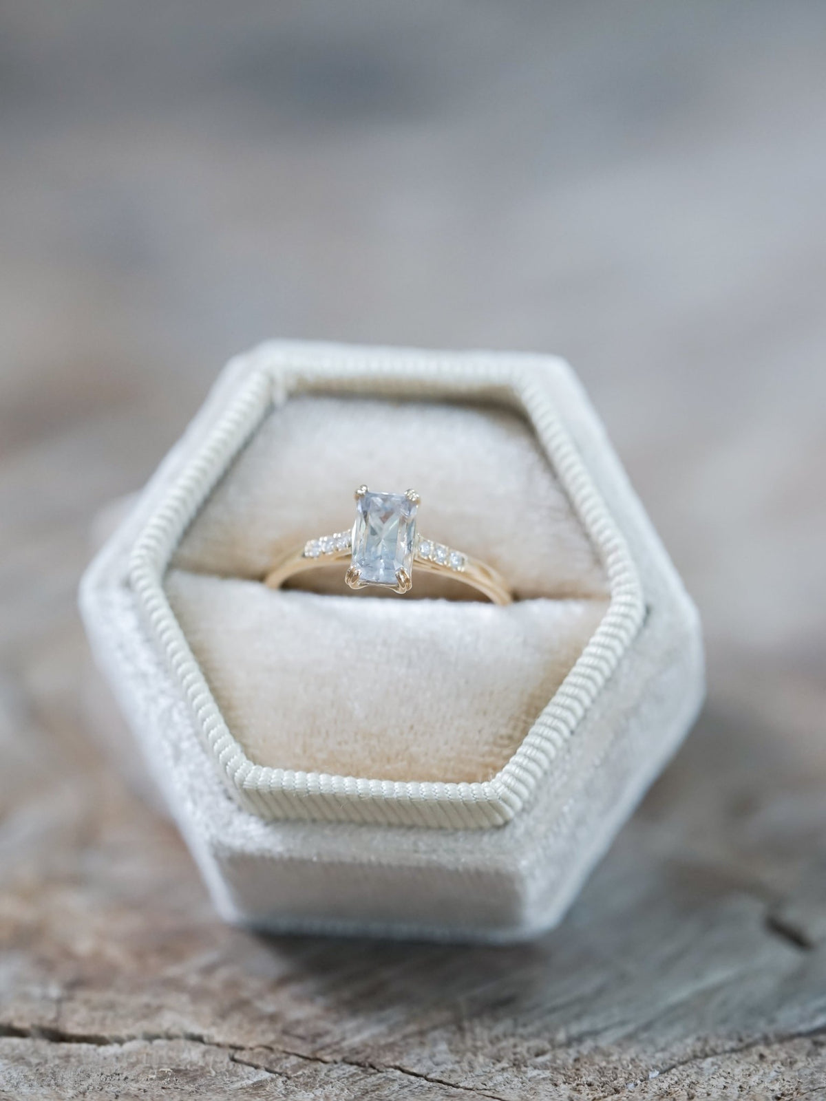 Rectangle Borneo Sapphire Ring in Ethical Gold - Gardens of the Sun | Ethical Jewelry