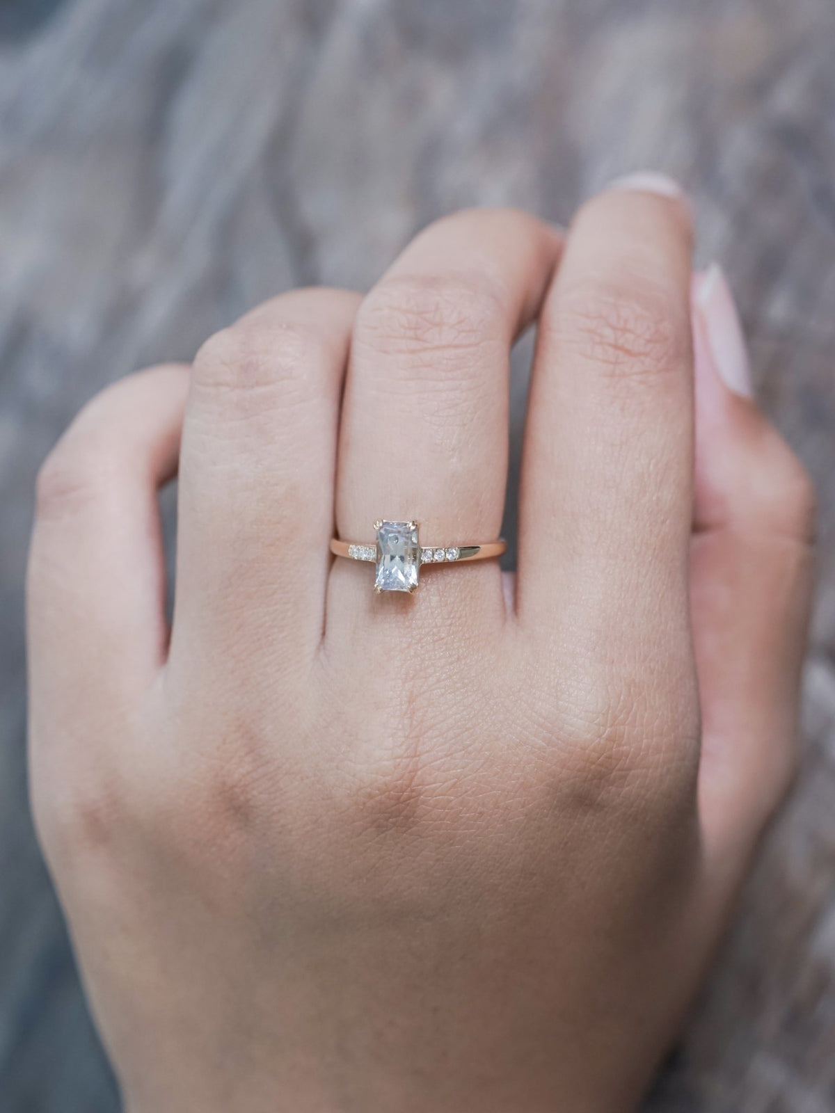 Rectangle Borneo Sapphire Ring in Ethical Gold - Gardens of the Sun | Ethical Jewelry