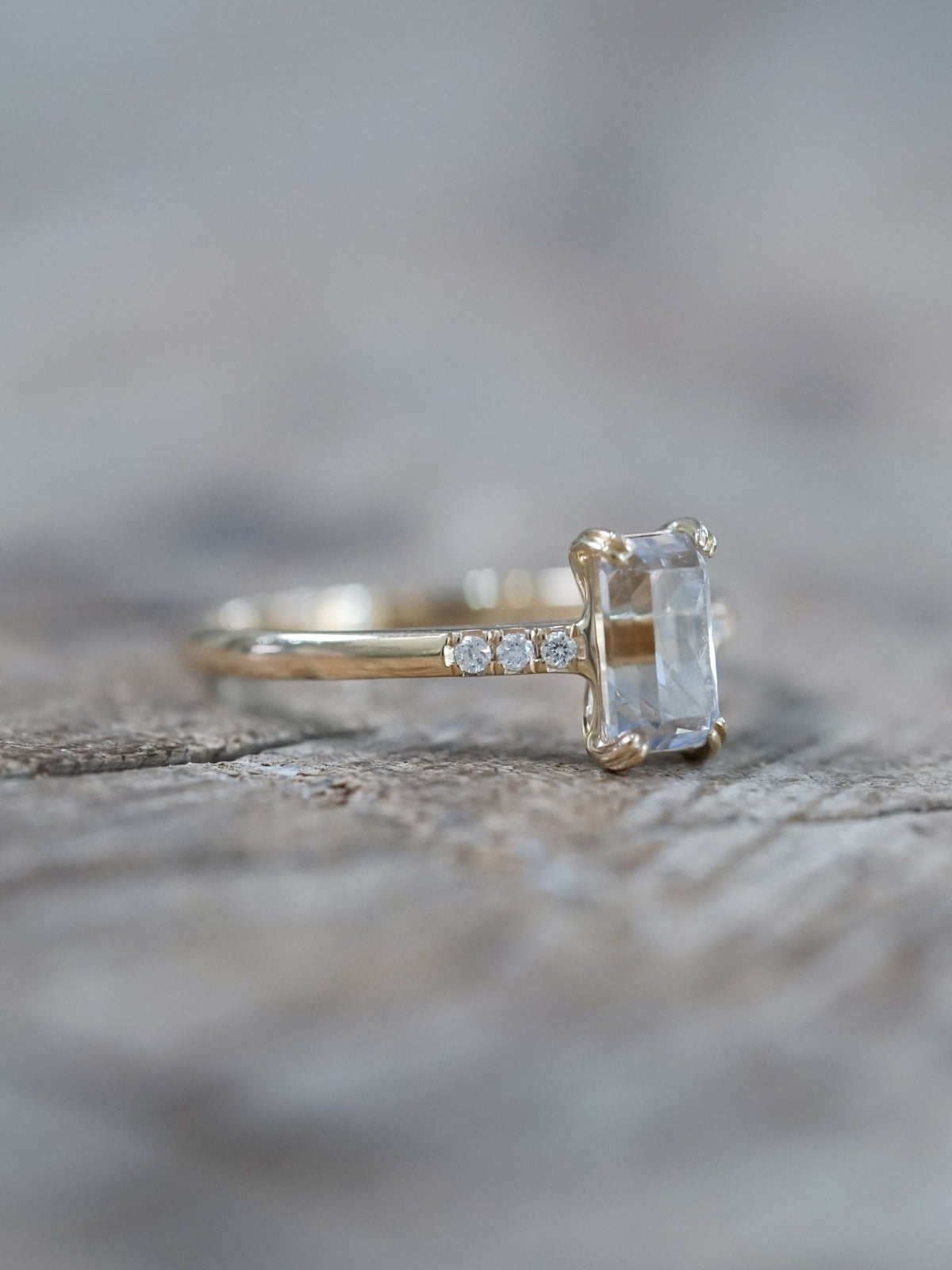 Rectangle Borneo Sapphire Ring in Ethical Gold - Gardens of the Sun | Ethical Jewelry