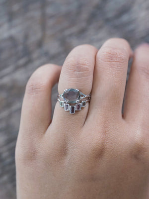 Rose Cut Montana Sapphire Ring Set in White Gold - Gardens of the Sun | Ethical Jewelry