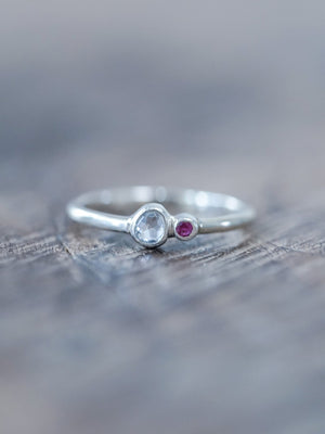 Rose Cut Sapphire and Ruby Ring - Gardens of the Sun | Ethical Jewelry