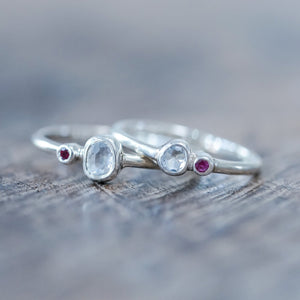 Rose Cut Sapphire and Ruby Ring - Gardens of the Sun | Ethical Jewelry