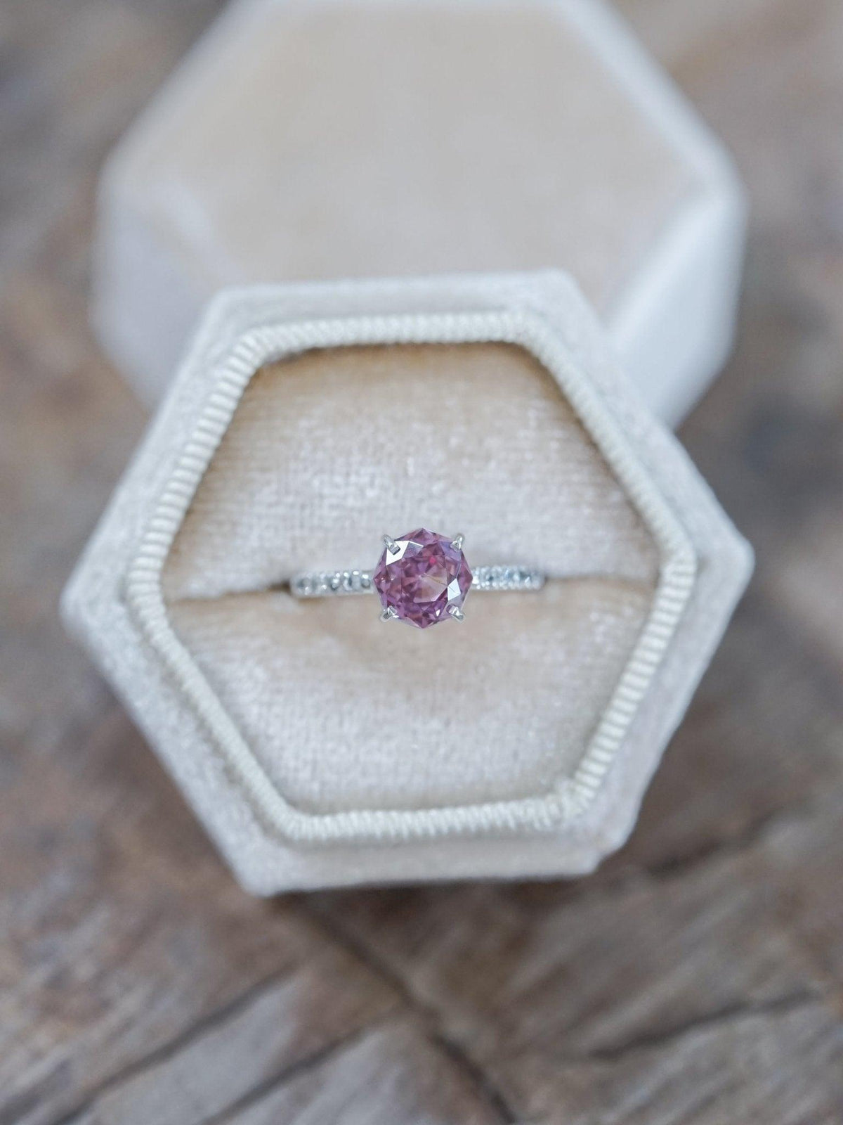 Rose Garnet Ring in White Gold - Gardens of the Sun | Ethical Jewelry