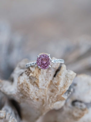 Rose Garnet Ring in White Gold - Gardens of the Sun | Ethical Jewelry