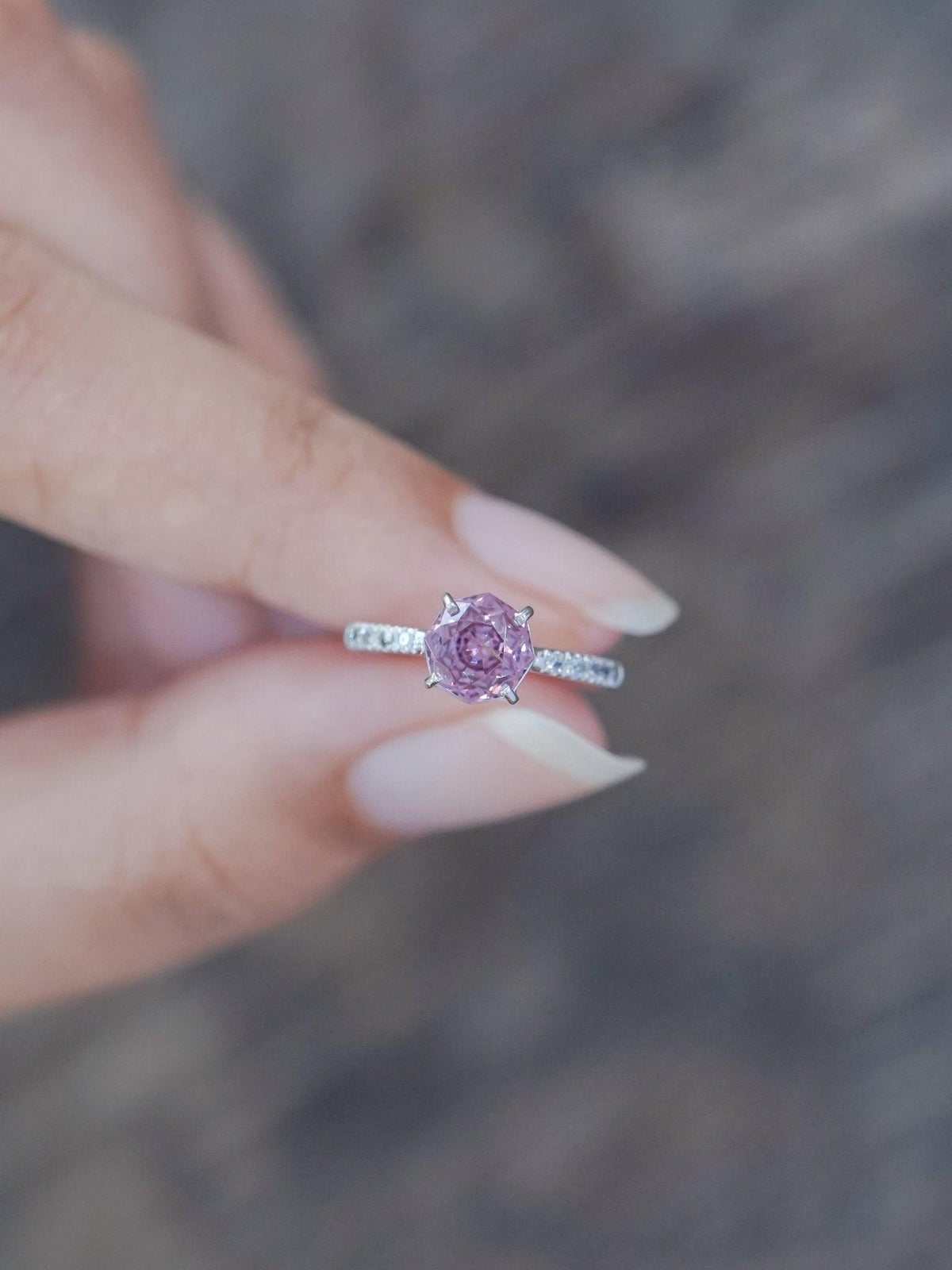 Rose Garnet Ring in White Gold - Gardens of the Sun | Ethical Jewelry