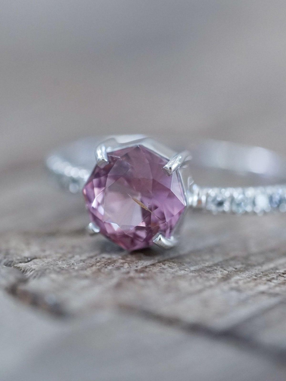 Rose Garnet Ring in White Gold - Gardens of the Sun | Ethical Jewelry