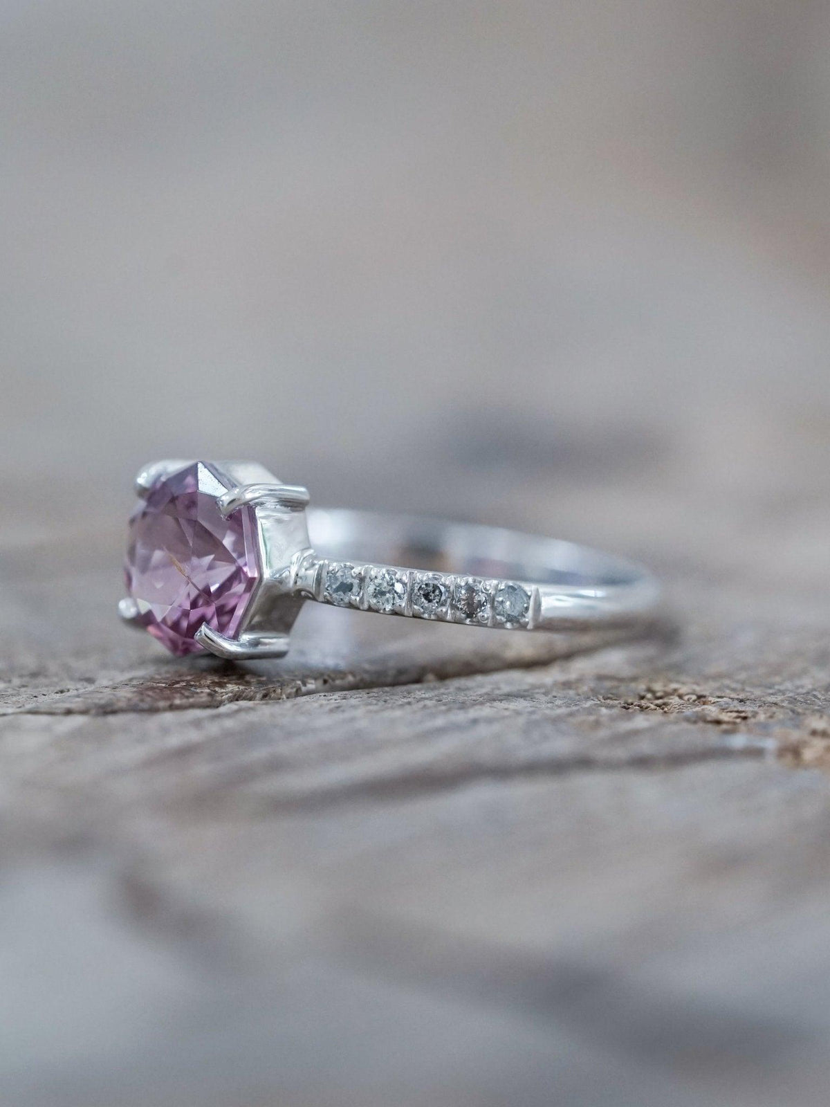 Rose Garnet Ring in White Gold - Gardens of the Sun | Ethical Jewelry