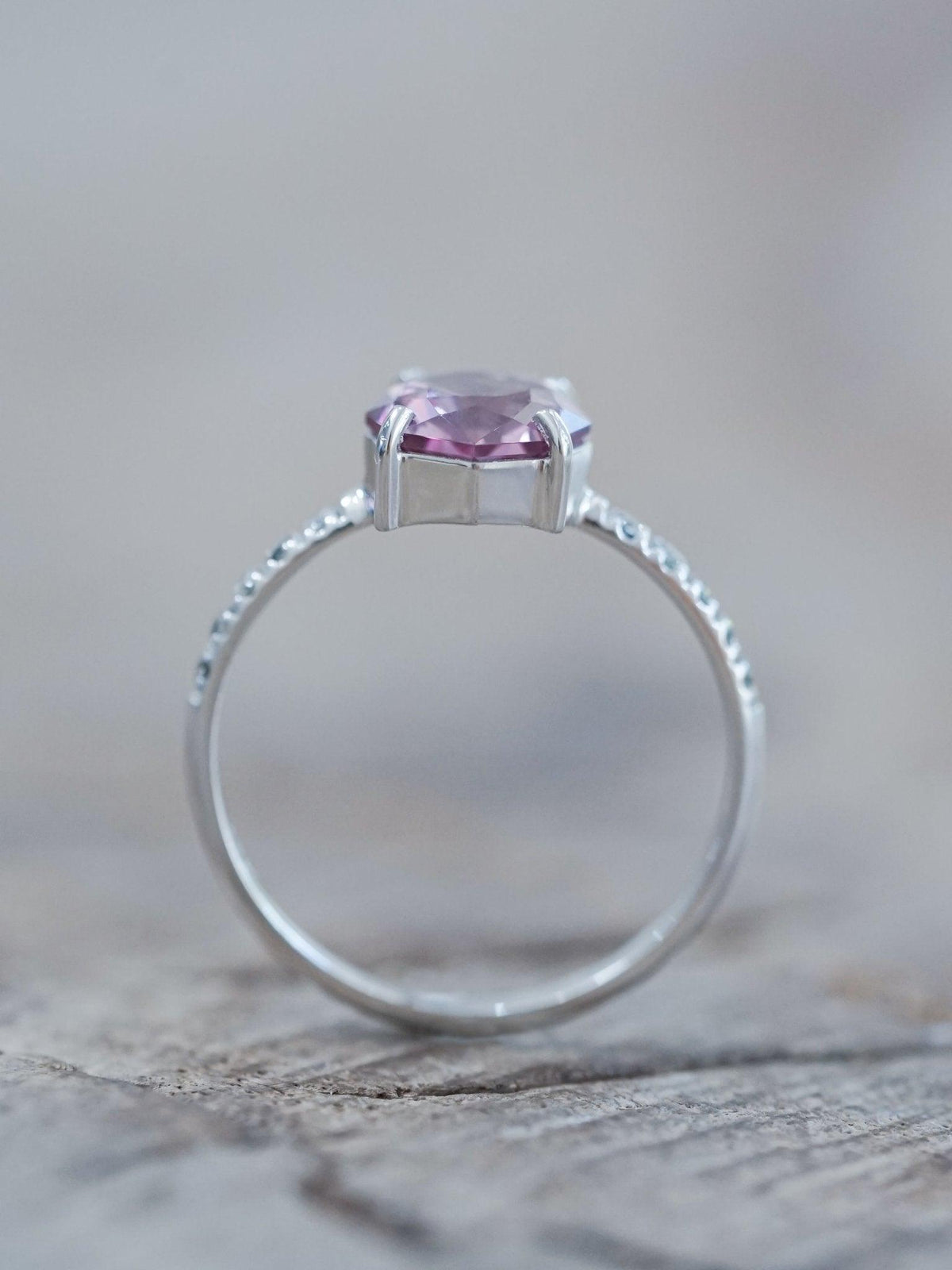 Rose Garnet Ring in White Gold - Gardens of the Sun | Ethical Jewelry