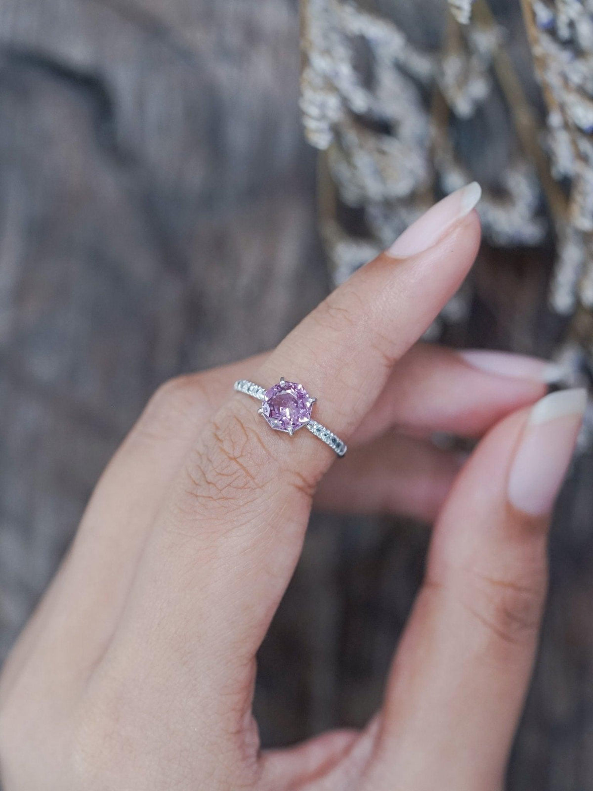 Rose Garnet Ring in White Gold - Gardens of the Sun | Ethical Jewelry