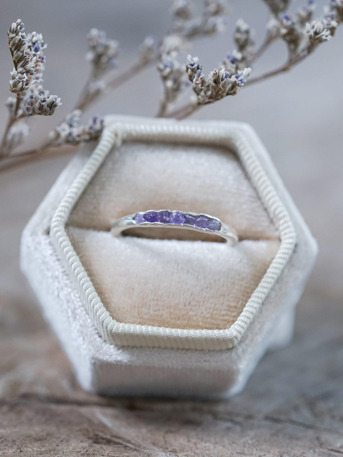 Rough Amethyst Ring with Hidden Gems - Gardens of the Sun | Ethical Jewelry