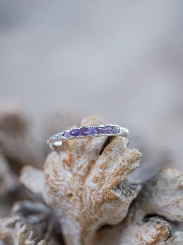 RAW AMETHYST RING ~ rough natural gem ring ~ purple crystal ring ~ ring  with purple stone ~ ring with amethyst ~ birthstone ring february