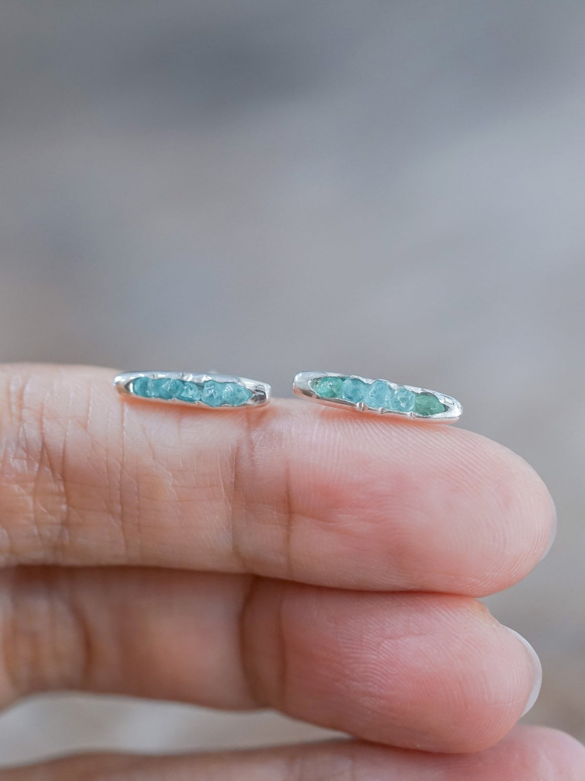 Rough Apatite Earrings with Hidden Gems - Gardens of the Sun | Ethical Jewelry