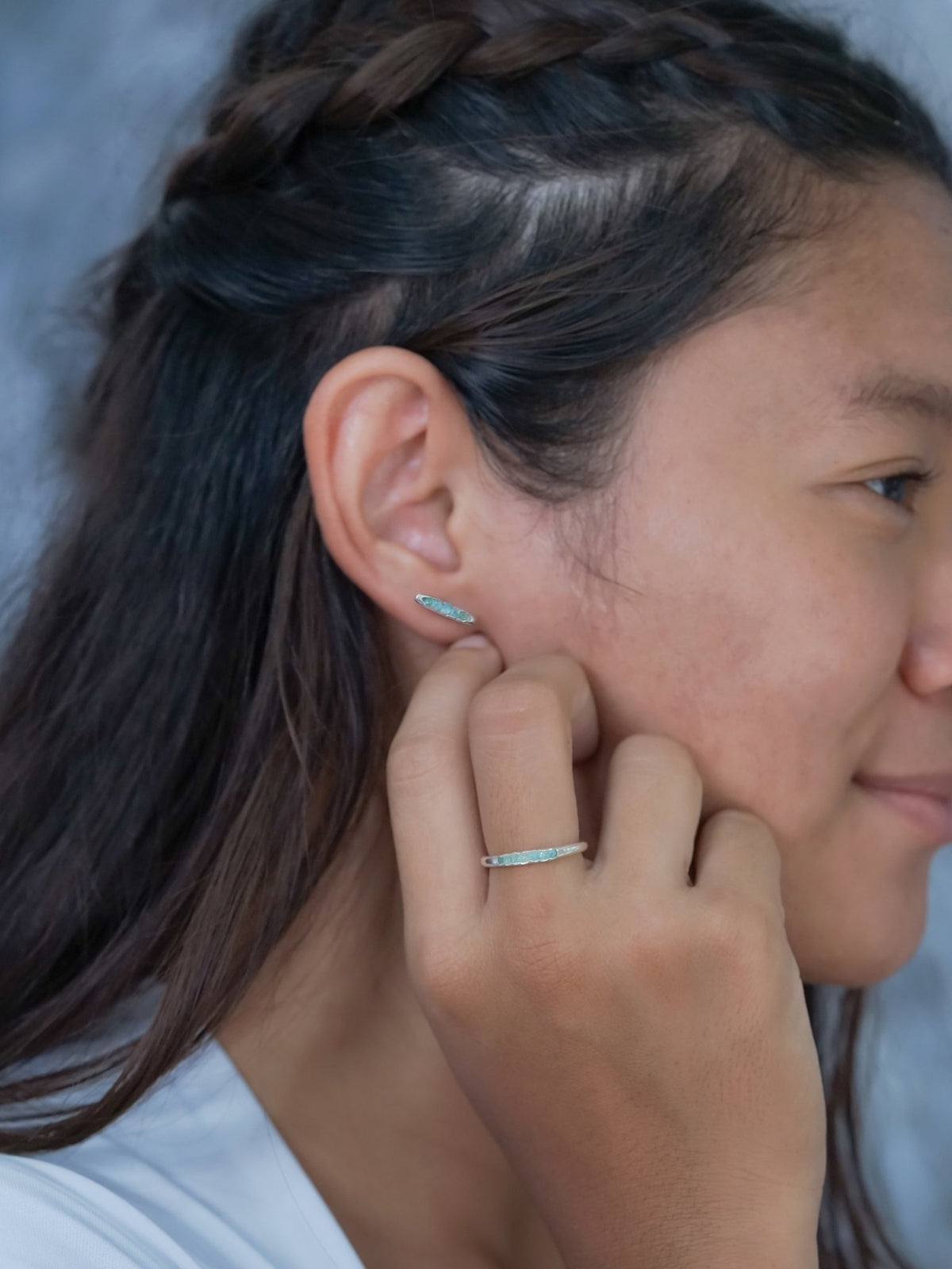 Rough Apatite Earrings with Hidden Gems - Gardens of the Sun | Ethical Jewelry