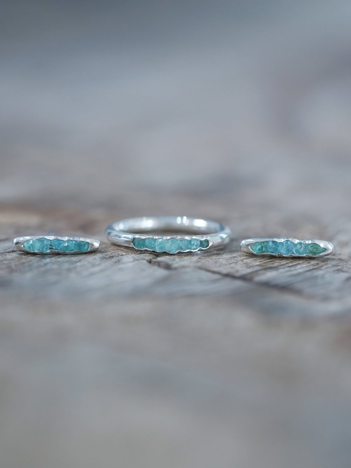 Rough Apatite Earrings with Hidden Gems - Gardens of the Sun | Ethical Jewelry