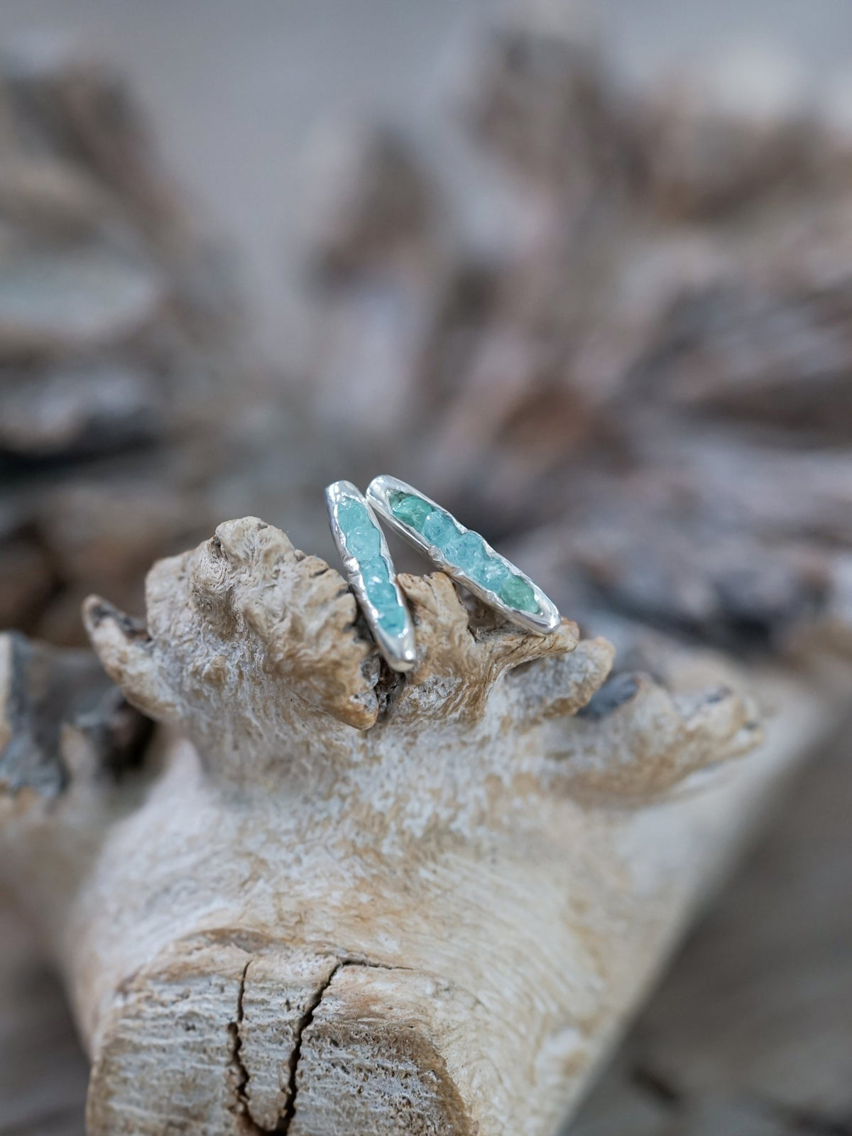 Rough Apatite Earrings with Hidden Gems - Gardens of the Sun | Ethical Jewelry