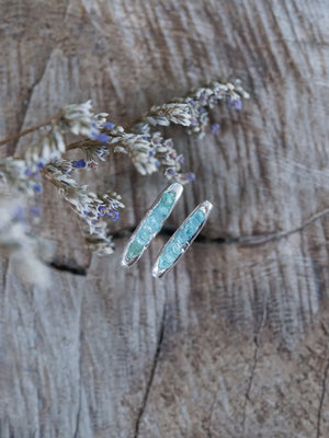 Rough Apatite Earrings with Hidden Gems - Gardens of the Sun | Ethical Jewelry