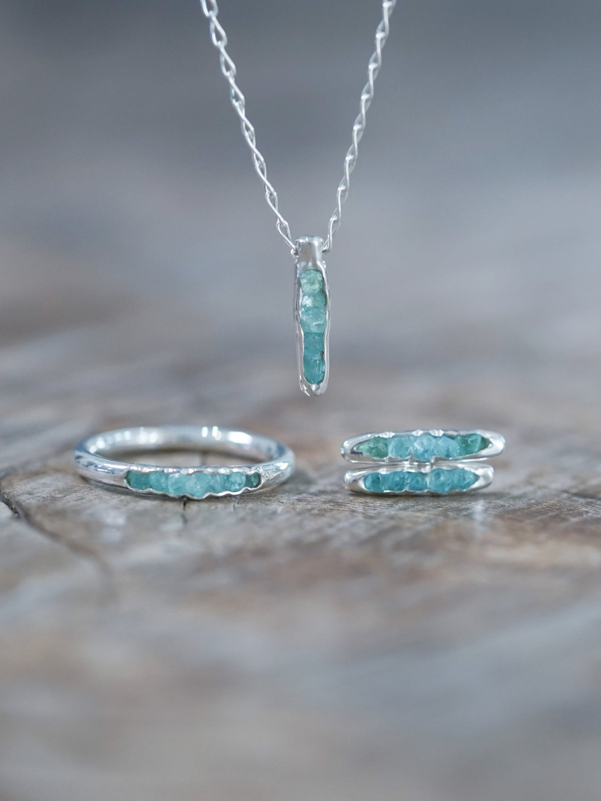 Rough Apatite Earrings with Hidden Gems - Gardens of the Sun | Ethical Jewelry