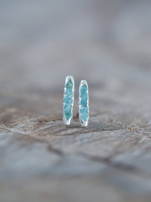 Rough Apatite Earrings with Hidden Gems - Gardens of the Sun | Ethical Jewelry