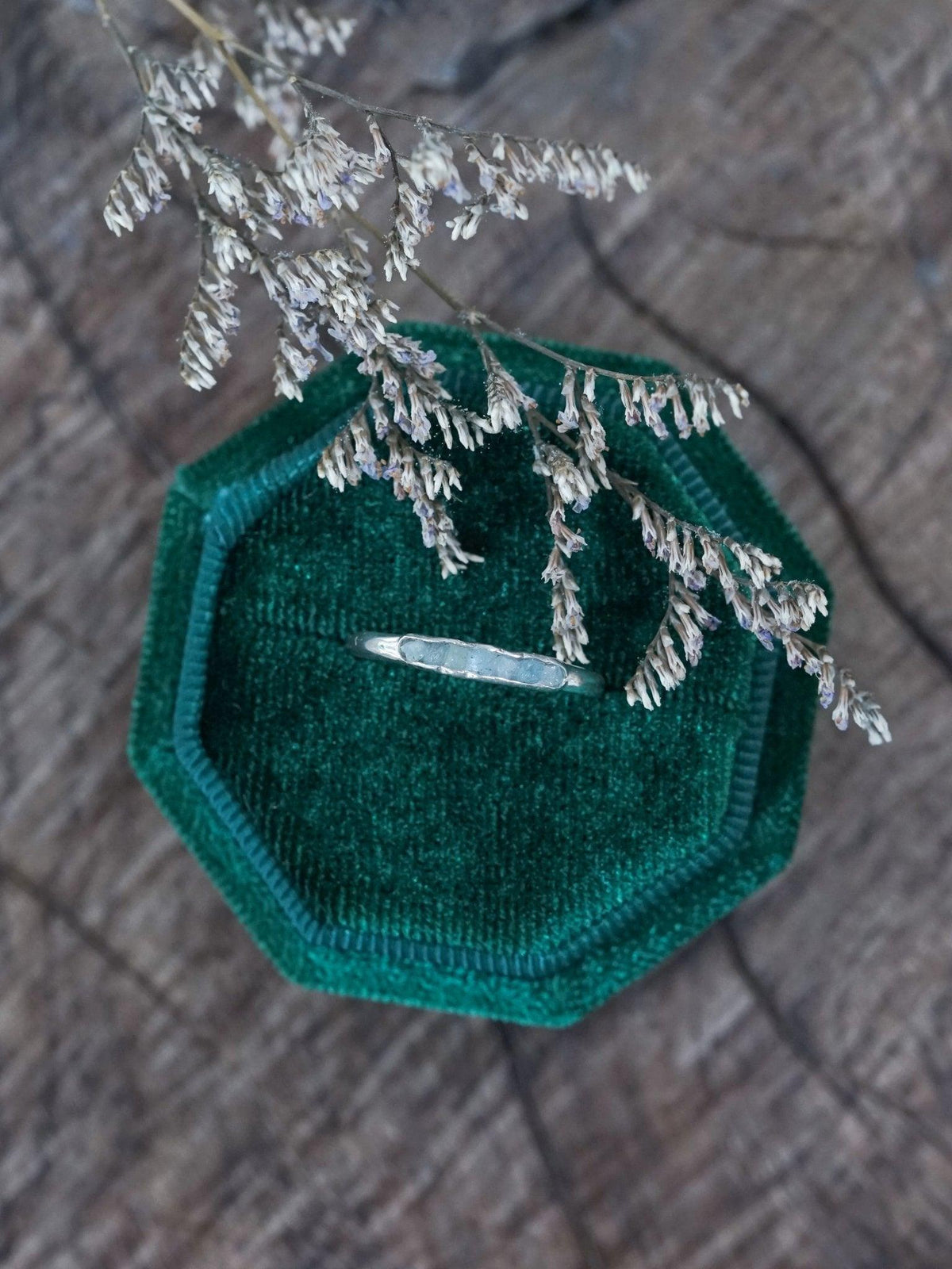 Rough Aquamarine Ring with Hidden Gems - Gardens of the Sun | Ethical Jewelry