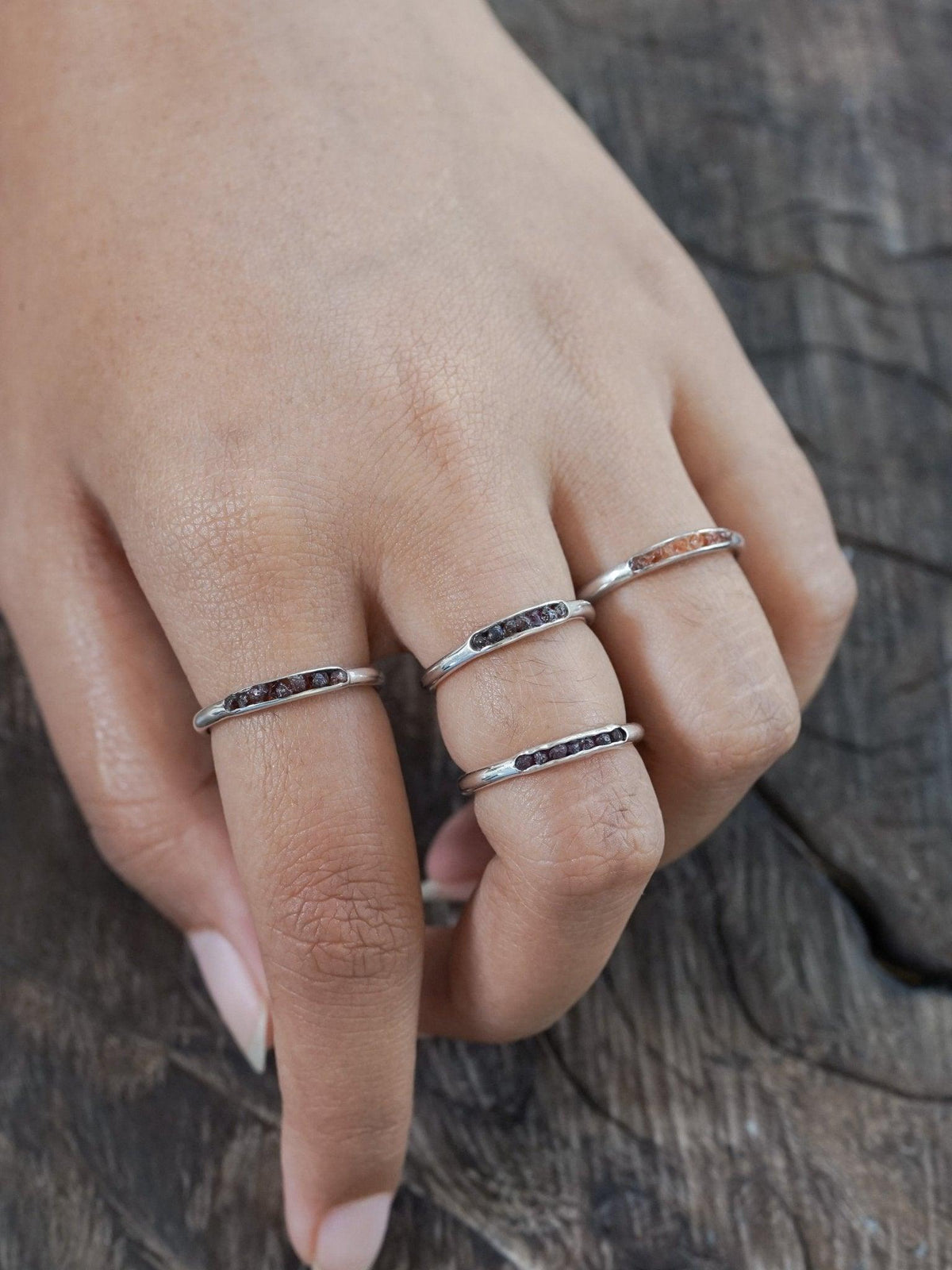 Rough Garnet Ring with Hidden Gems - Gardens of the Sun | Ethical Jewelry