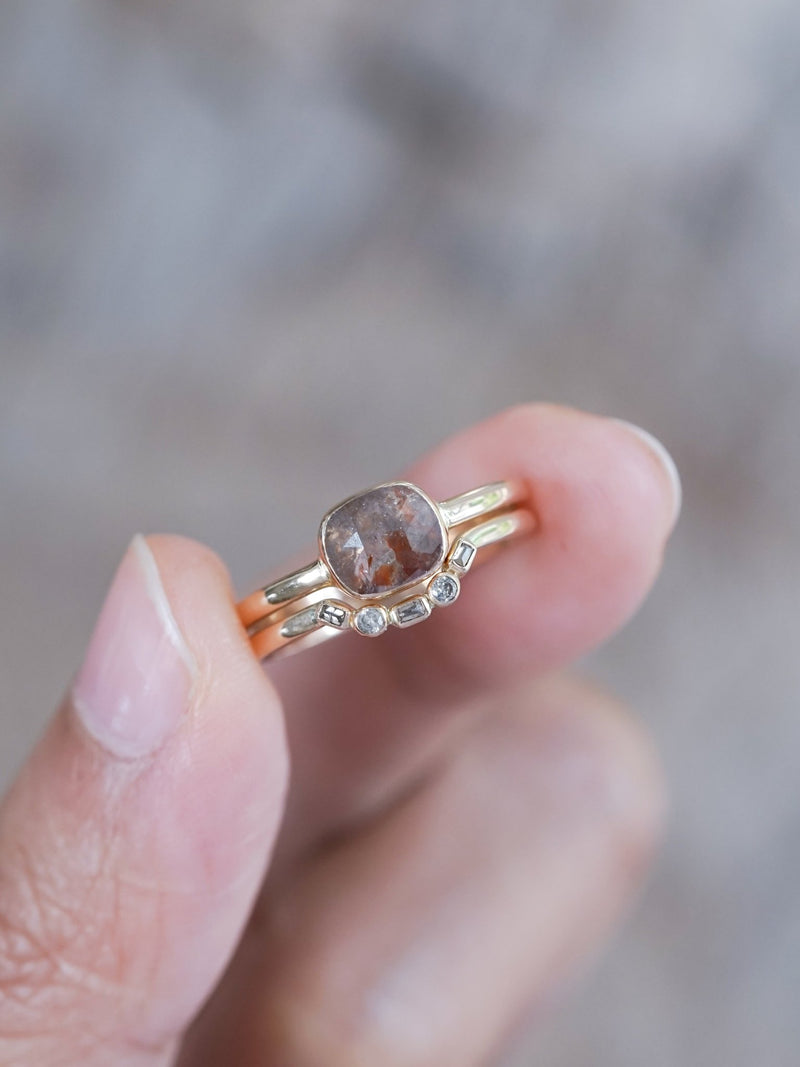 Rustic Rose Cut Diamond Ring Set - Gardens of the Sun | Ethical Jewelry