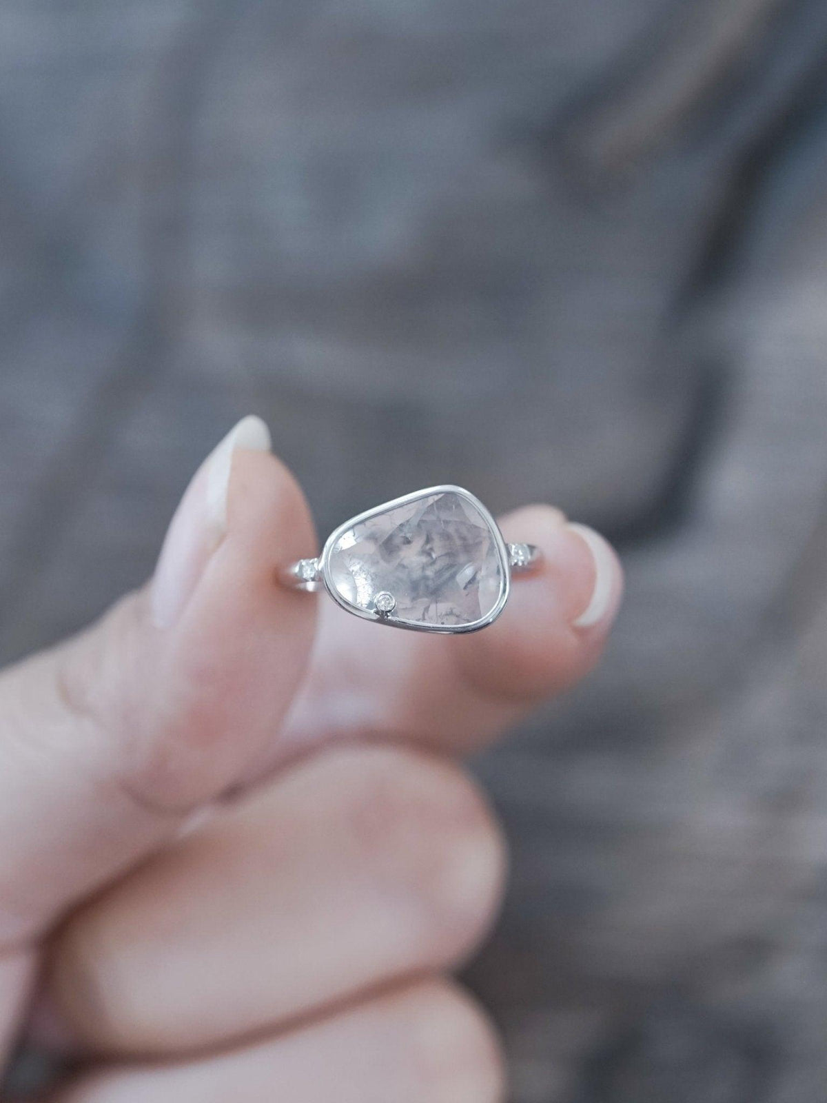Satellite Diamond Slice Ring in White Gold - Gardens of the Sun | Ethical Jewelry