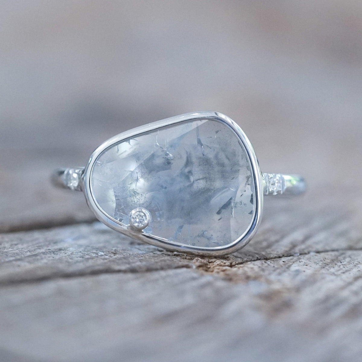 Satellite Diamond Slice Ring in White Gold - Gardens of the Sun | Ethical Jewelry