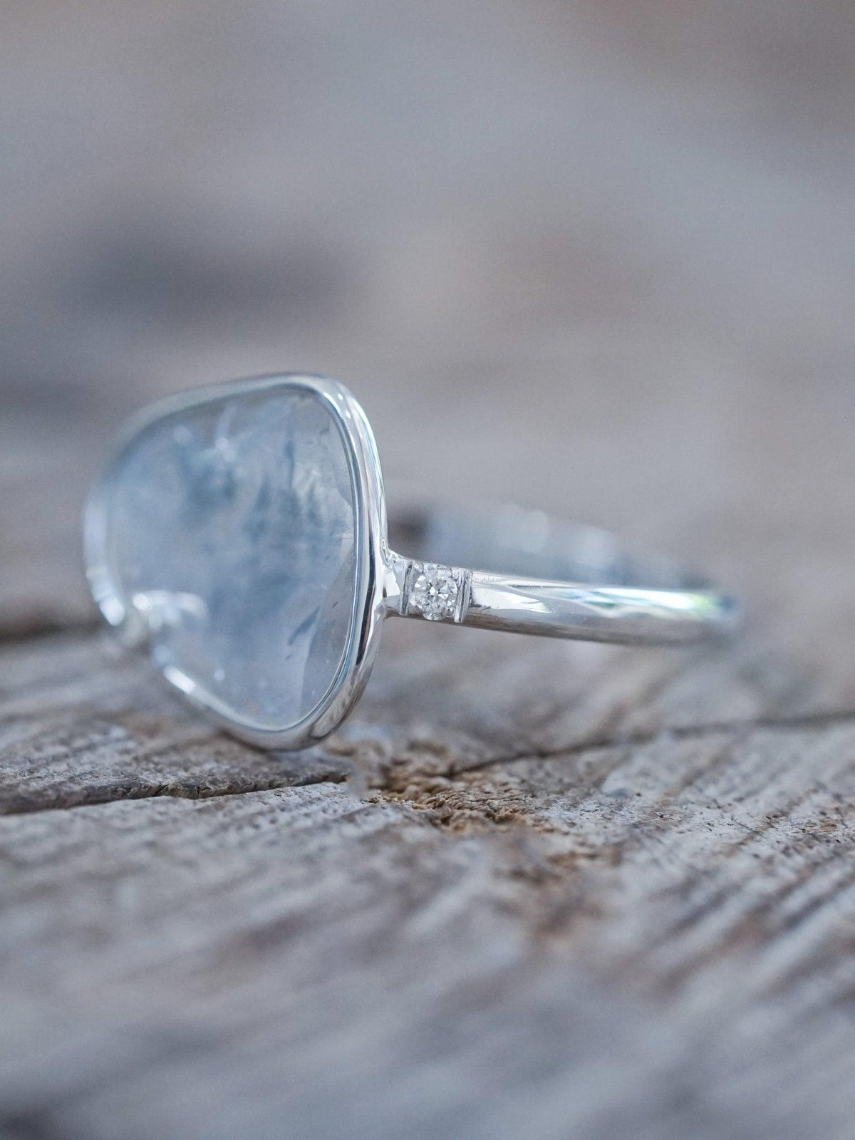 Satellite Diamond Slice Ring in White Gold - Gardens of the Sun | Ethical Jewelry