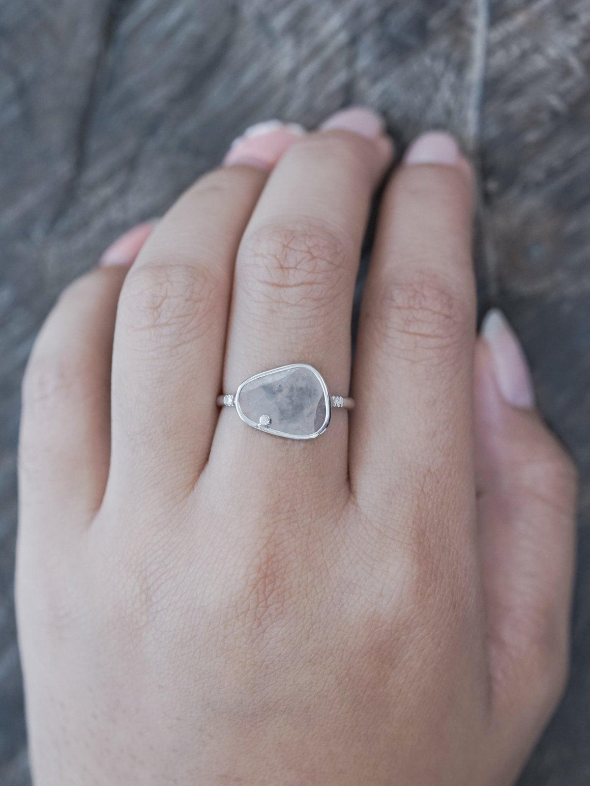 Satellite Diamond Slice Ring in White Gold - Gardens of the Sun | Ethical Jewelry
