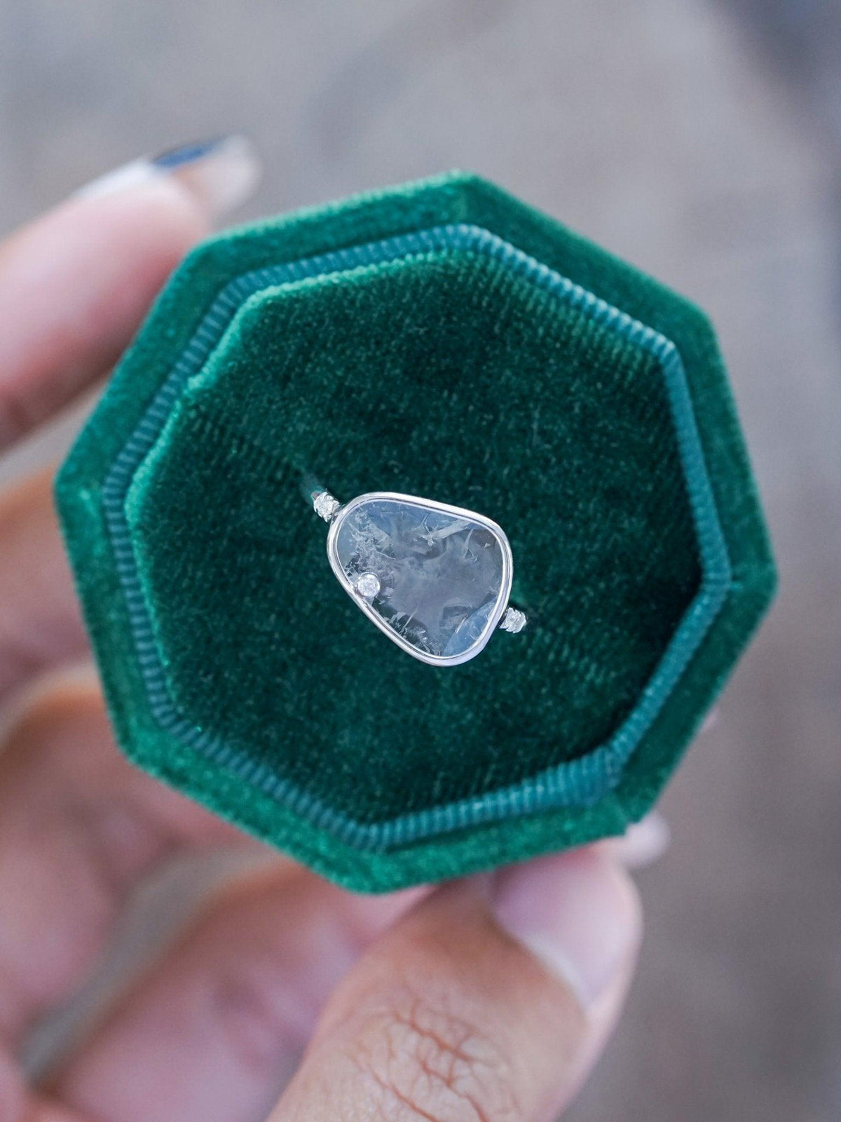 Satellite Diamond Slice Ring in White Gold - Gardens of the Sun | Ethical Jewelry