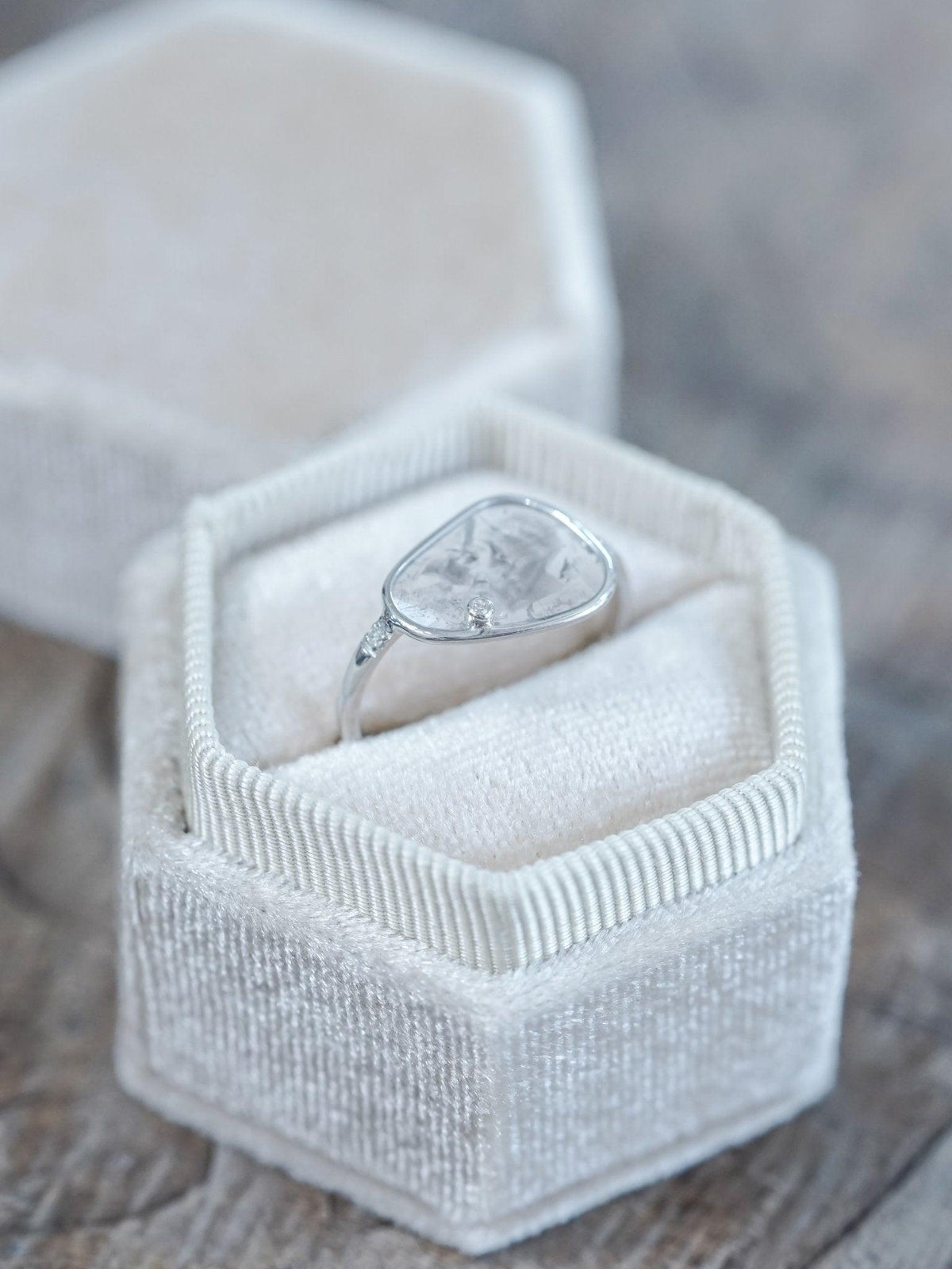 Satellite Diamond Slice Ring in White Gold - Gardens of the Sun | Ethical Jewelry
