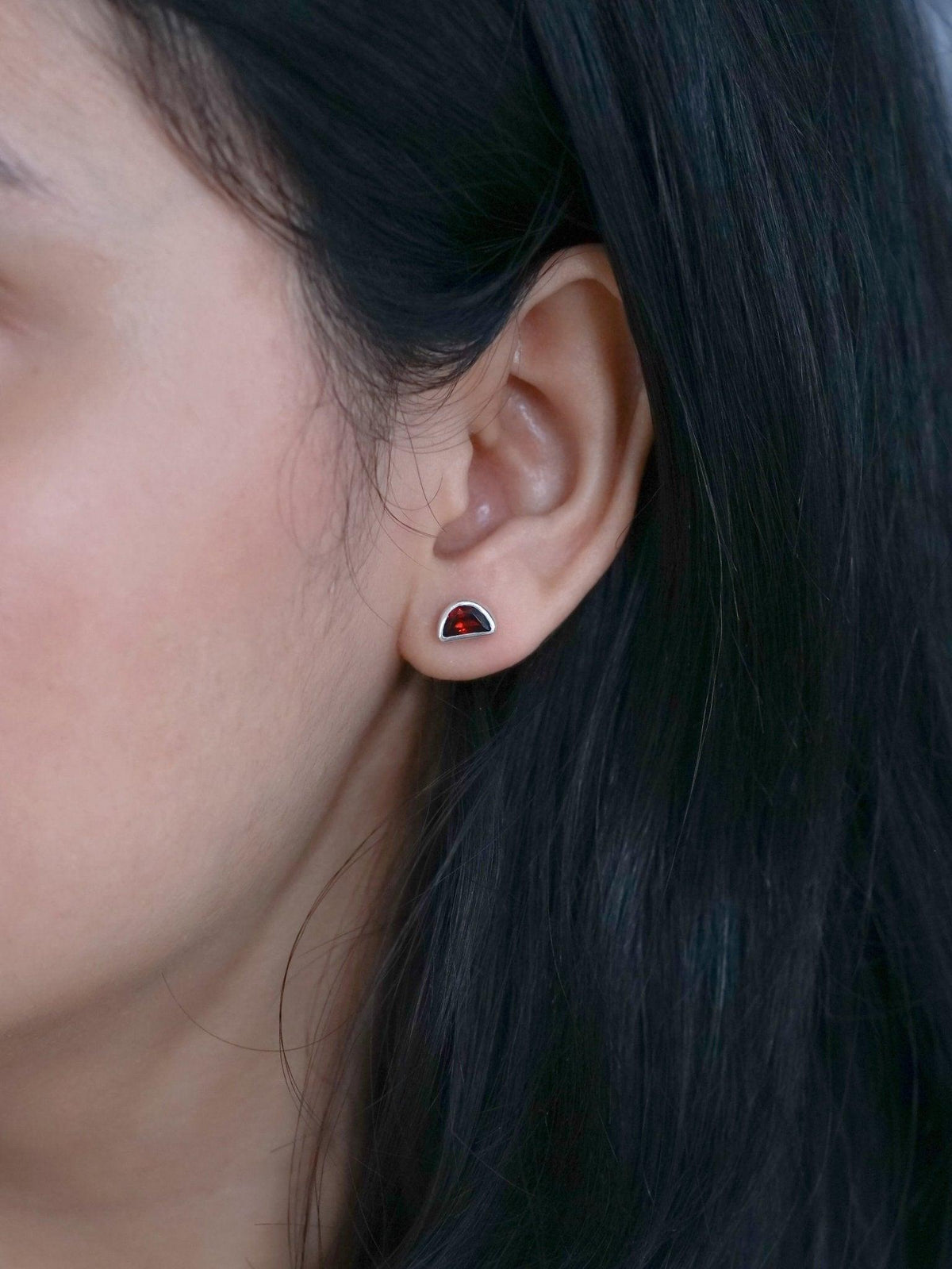 Single Garnet Earrings - Gardens of the Sun | Ethical Jewelry