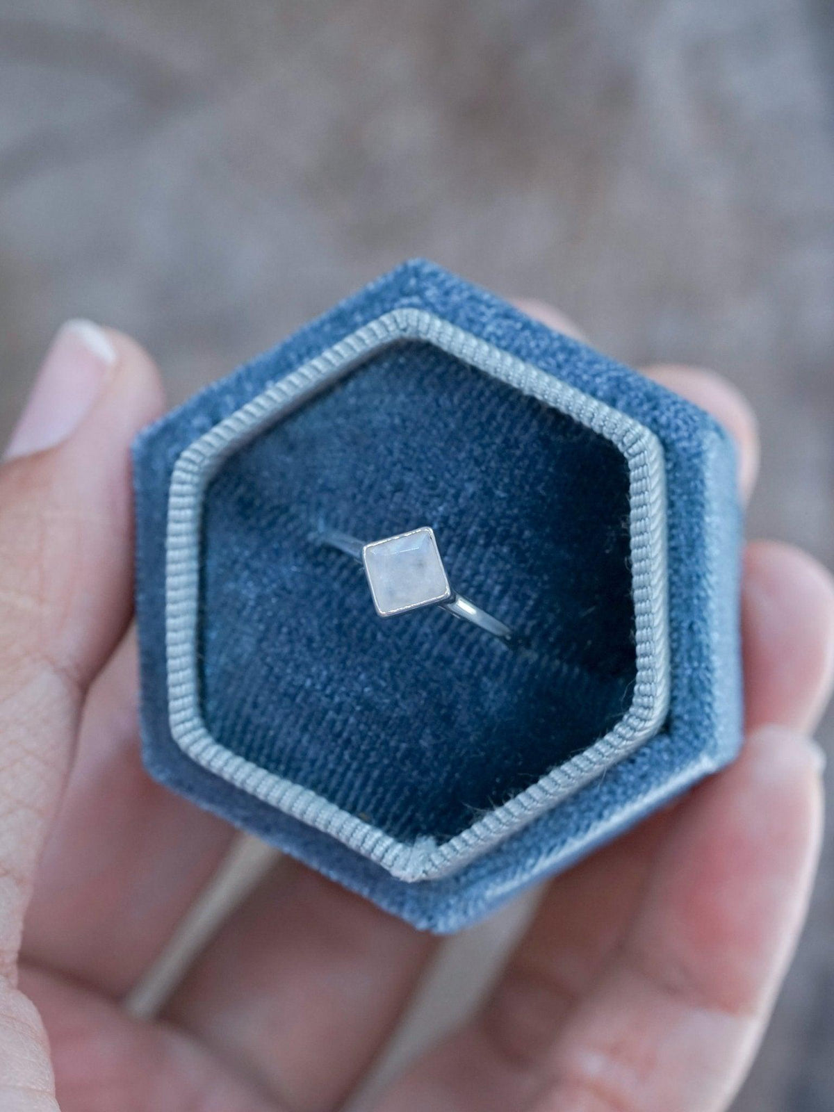 Square Rainbow Moonstone Ring - Gardens of the Sun | Ethical Jewelry