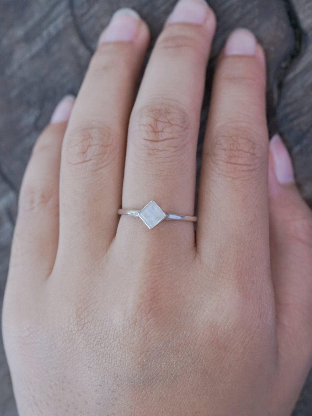 Square Rainbow Moonstone Ring - Gardens of the Sun | Ethical Jewelry