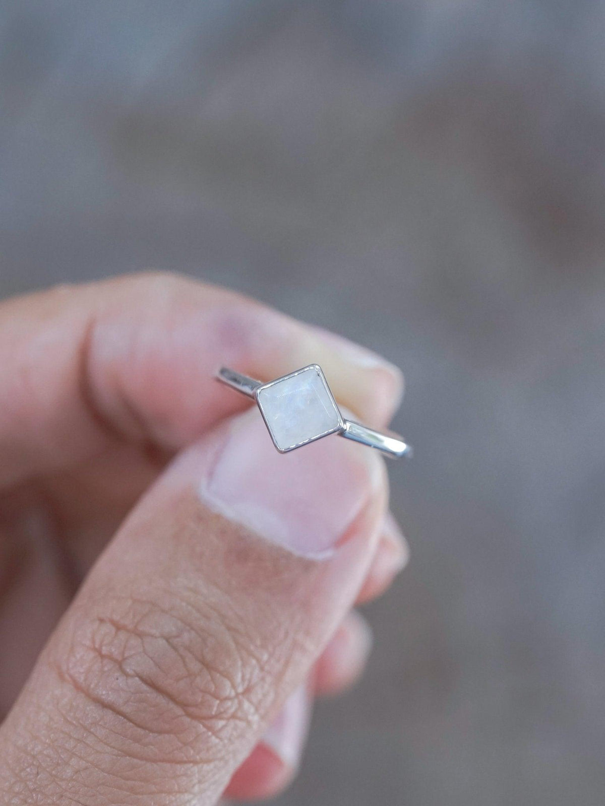 Square Rainbow Moonstone Ring - Gardens of the Sun | Ethical Jewelry