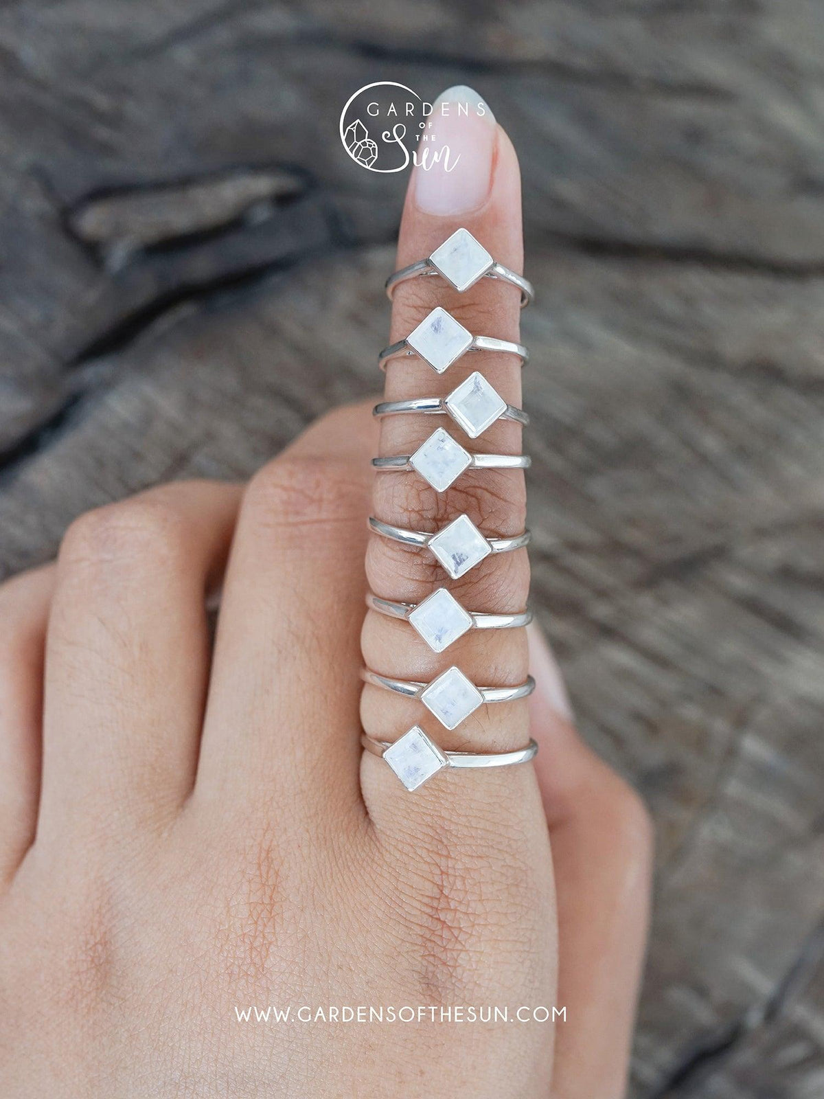 Square Rainbow Moonstone Ring - Gardens of the Sun | Ethical Jewelry