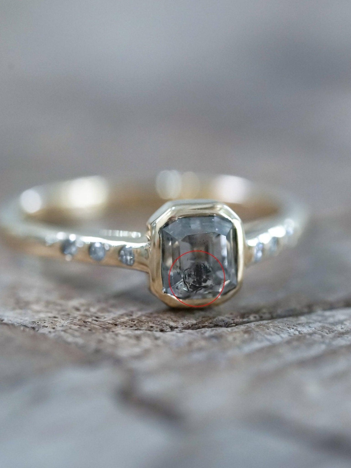 Square Salt and Pepper Diamond Ring in Eco Gold - Gardens of the Sun | Ethical Jewelry