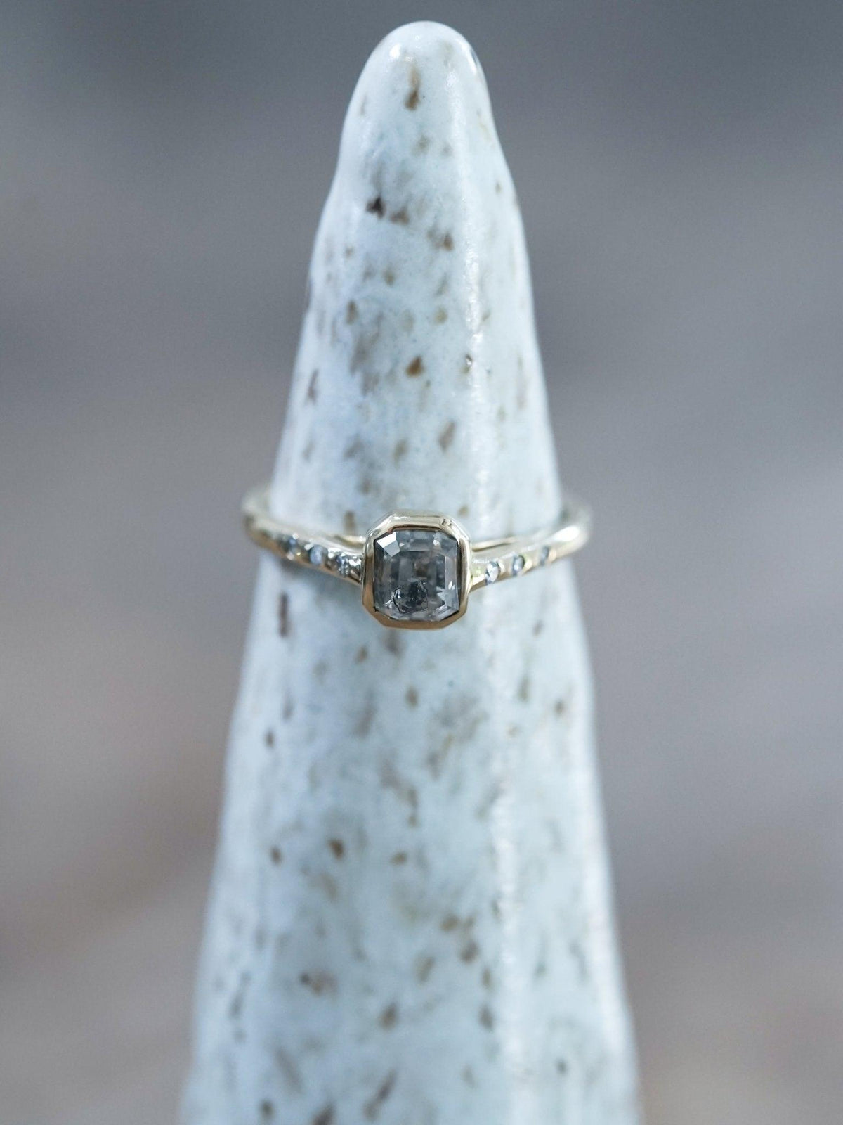 Square Salt and Pepper Diamond Ring in Eco Gold - Gardens of the Sun | Ethical Jewelry