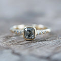 Square Salt and Pepper Diamond Ring in Eco Gold - Gardens of the Sun | Ethical Jewelry