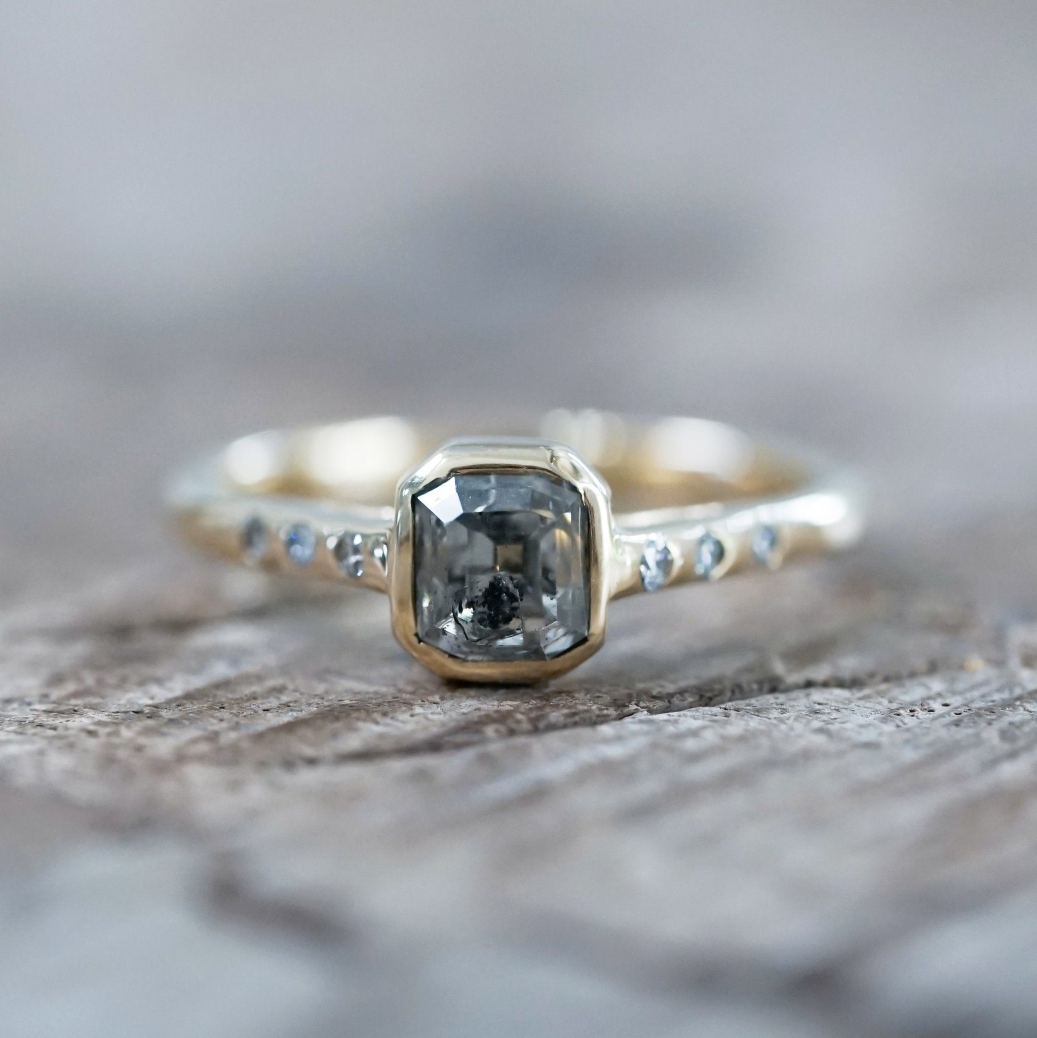 Square Cut Emerald & Diamond Ring - The Polished Edge Fine Jewelry
