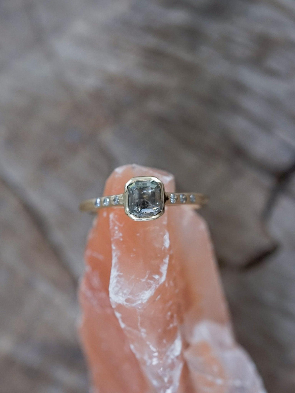 Square Salt and Pepper Diamond Ring in Eco Gold - Gardens of the Sun | Ethical Jewelry