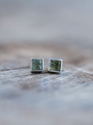 Square Sapphire Earrings - Gardens of the Sun | Ethical Jewelry